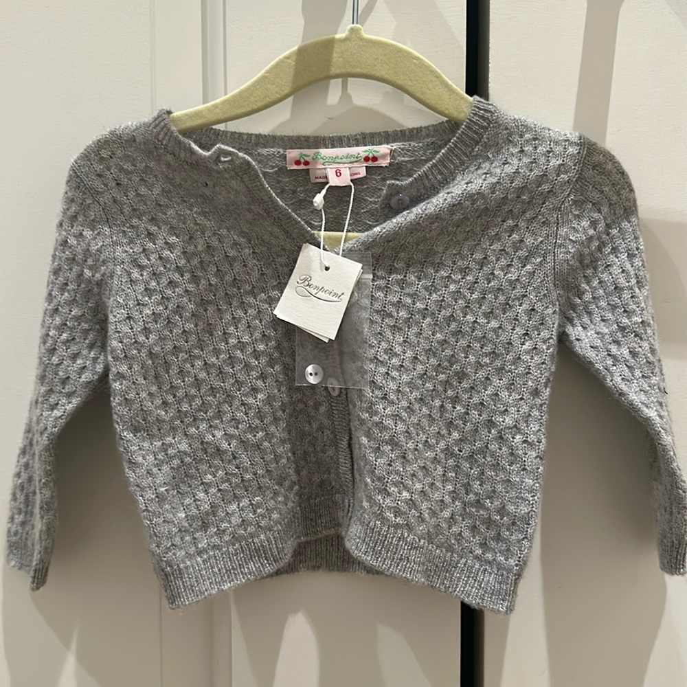 Bonpoint baby cashnete grey cardigan